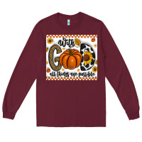 Burgundy With God All Things Are Possible Long Sleeve Tee - CowhideDigitalArt