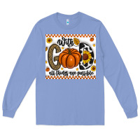 Colony Blue With God All Things Are Possible Long Sleeve Tee - CowhideDigitalArt