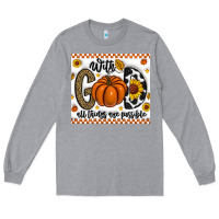 Heather Grey With God All Things Are Possible Long Sleeve Tee - CowhideDigitalArt