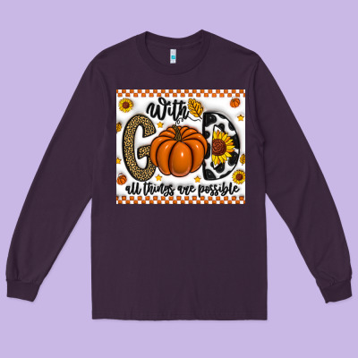 With God All Things Are Possible Long Sleeve Tee Designed By Cowhidedigitalart