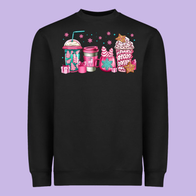 Pink Christmas Coffee Heavyweight Sweatshirt Designed By Jasminsmagicworld