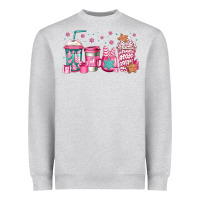Heather Grey pink Christmas coffee Heavyweight Sweatshirt - Jasminsmagicworld