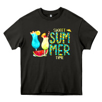 Asphalt sweet summer time turquoise yellow Heavy Core Tee - CowCowDesign