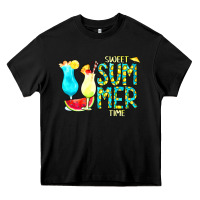 Black sweet summer time turquoise yellow Heavy Core Tee - CowCowDesign