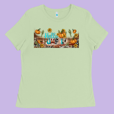 Hello Pumpkin Libbey Glass Ladies Tee Designed By Bundleandbundleshop