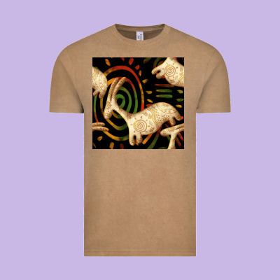 African Ethnic Animal Seamless Pattern Vintage Tee Designed By Bundleandbundleshop