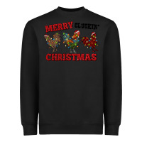 Black Merry Cluckin' Christmas Heavyweight Sweatshirt - RanaPortraitStore
