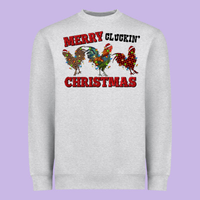Merry Cluckin' Christmas Heavyweight Sweatshirt Designed By Ranaportraitstore