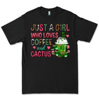 Black Just A Girl Who Loves Coffee And Cactus Frappe Premium Tee - FaDigitalArtStudio