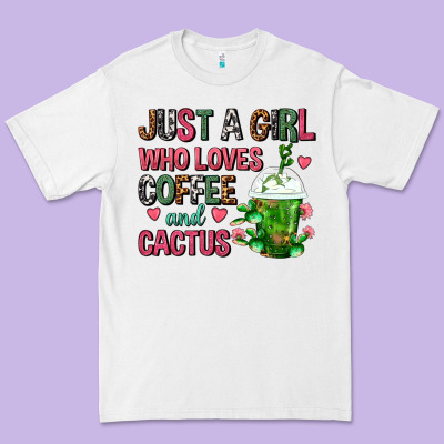 Just A Girl Who Loves Coffee And Cactus Frappe Premium Tee Designed By Fadigitalartstudio
