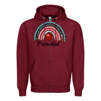Burgundy preschool rainbow Zipper Hoodie - RanaPortraitStore