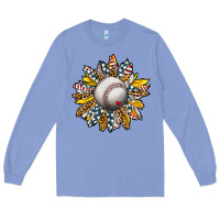 Colony Blue Baseball Sunflower Long Sleeve Tee - CowhideDigitalArt