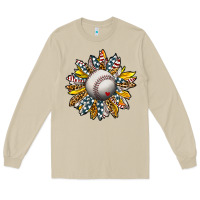 Mushroom Baseball Sunflower Long Sleeve Tee - CowhideDigitalArt