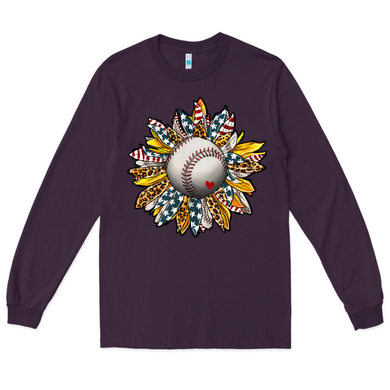 Baseball Sunflower Long Sleeve Tee by CowhideDigitalArt | Teevron