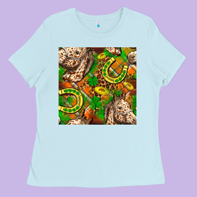 St. Patrick's Day Horse With Horseshoes Seamless Ladies Tee Designed By Fadigitalartstudio