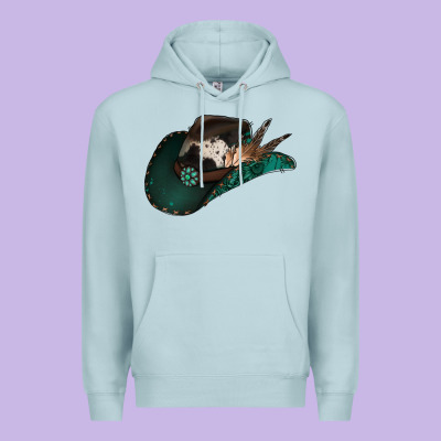 Cowhide Flowers Cowboy Hat Premium Hoodie Designed By Jasminsmagicworld