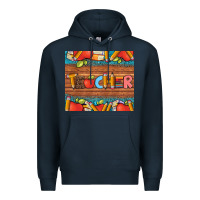 Navy teacher and pens apples books leopard and tooled leather tumbler Premium Hoodie - Artiststas