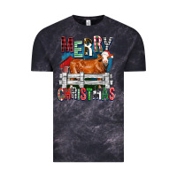 Cloud Black merry christmas simmental cow Vintage Tee - FaDigitalArtStudio