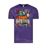 Cloud Purple merry christmas simmental cow Vintage Tee - FaDigitalArtStudio