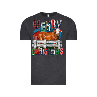 Vintage Black merry christmas simmental cow Vintage Tee - FaDigitalArtStudio