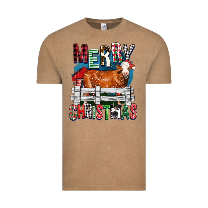 Merry Christmas Simmental Cow Vintage Tee by FaDigitalArtStudio | Teevron