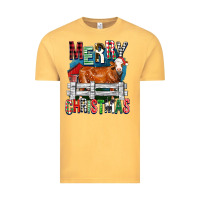 Vintage Mustard merry christmas simmental cow Vintage Tee - FaDigitalArtStudio