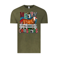 Vintage Olive merry christmas simmental cow Vintage Tee - FaDigitalArtStudio