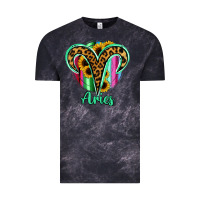 Cloud Black Aries Zodiac Sign Sunflower Leopard Serape Vintage Tee - RanaPortraitStore
