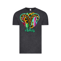 Vintage Black Aries Zodiac Sign Sunflower Leopard Serape Vintage Tee - RanaPortraitStore