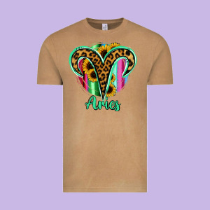 Aries Zodiac Sign Sunflower Leopard Serape Vintage Tee Designed By Ranaportraitstore