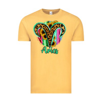 Vintage Mustard Aries Zodiac Sign Sunflower Leopard Serape Vintage Tee - RanaPortraitStore