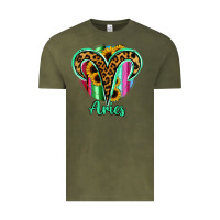 Vintage Olive Aries Zodiac Sign Sunflower Leopard Serape Vintage Tee - RanaPortraitStore