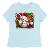 Baby Blue baseball christmas Ladies Tee - FaDigitalArtStudio