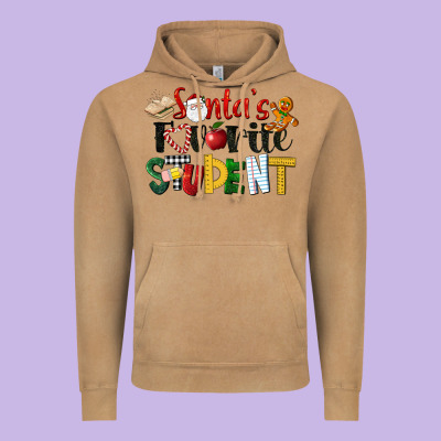 Santa's Favorite Student Christmas Vintage Hoodie Designed By Lillyallendesigns