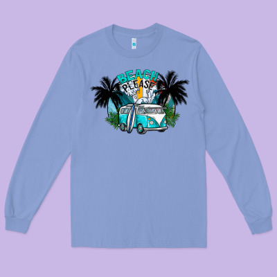 Beach Please Long Sleeve Tee Designed By Cowhidedigitalart