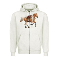 Oatmeal Heather horse body Zipper Hoodie - RanaPortraitStore