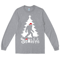 Heather Grey bigfoot christmas shirt Long Sleeve Tee - DesigneFamous