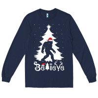 Navy bigfoot christmas shirt Long Sleeve Tee - DesigneFamous