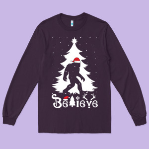 Bigfoot Christmas Shirt Long Sleeve Tee Designed By Designefamous