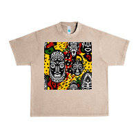 French Oak african masks colorful seamless pattern Urban Heavy Tee - BundleAndBundleShop