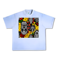 Grape Ice african masks colorful seamless pattern Urban Heavy Tee - BundleAndBundleShop
