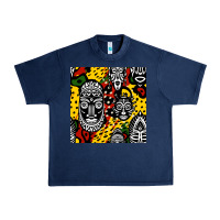 Navy african masks colorful seamless pattern Urban Heavy Tee - BundleAndBundleShop