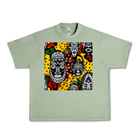 Oil Green african masks colorful seamless pattern Urban Heavy Tee - BundleAndBundleShop