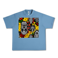 Pebble Blue african masks colorful seamless pattern Urban Heavy Tee - BundleAndBundleShop