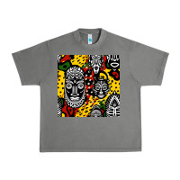 Tornado african masks colorful seamless pattern Urban Heavy Tee - BundleAndBundleShop
