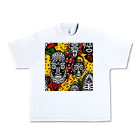 African Masks Colorful Seamless Pattern Urban Heavy Tee | Teevron