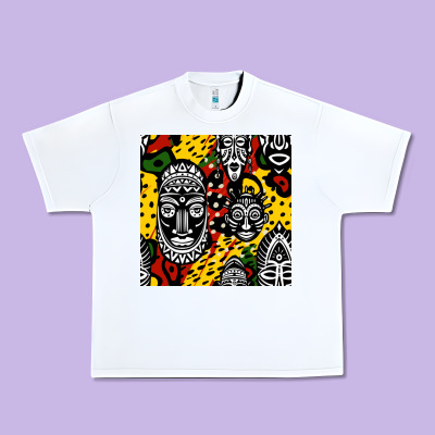 African Masks Colorful Seamless Pattern Urban Heavy Tee Designed By Bundleandbundleshop