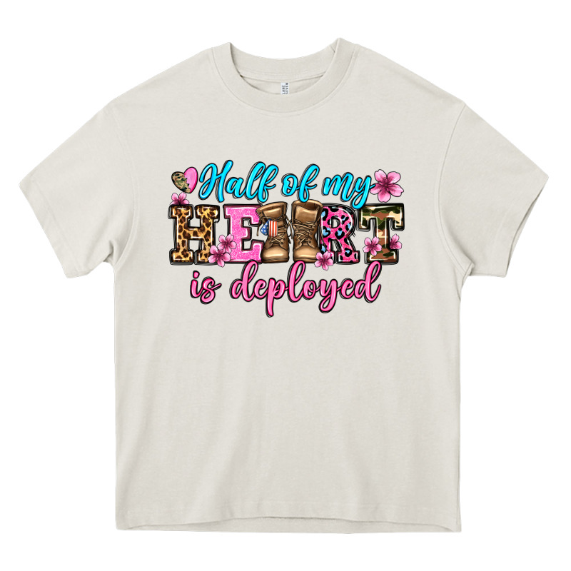 Half Of My Haert Is Deployed Olivia Heavy Core Tee by OliviaCreatesArt | Teevron