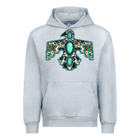 Heather Grey cowhide turquoise thunderbird Urban Hoodie - Jasminsmagicworld