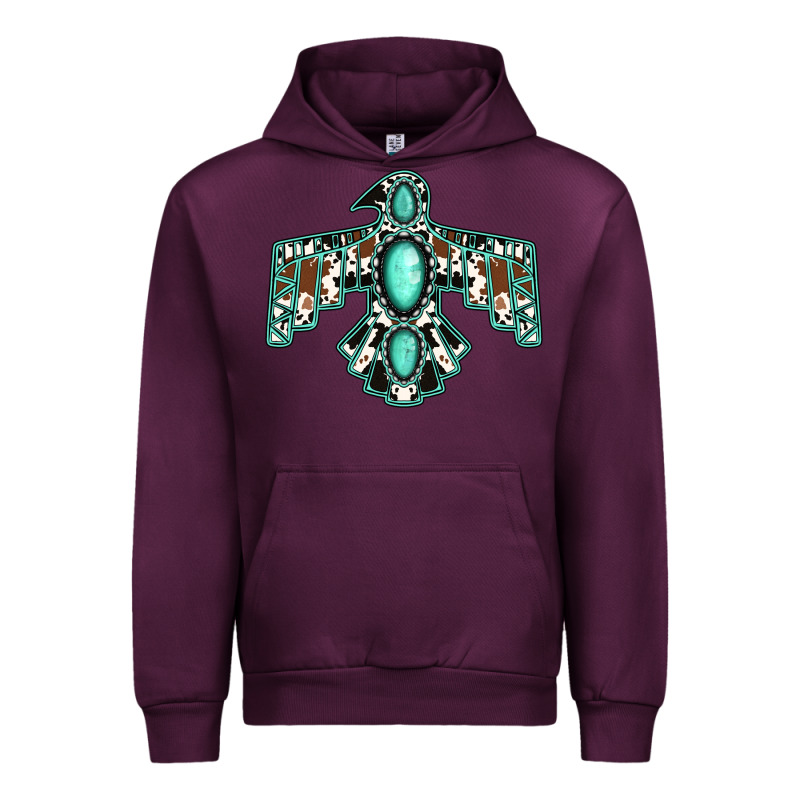 Cowhide Turquoise Thunderbird Urban Hoodie by Jasminsmagicworld | Teevron